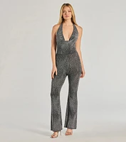 Dare To Shine Metallic Knit Halter Jumpsuit