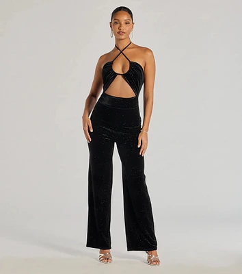 Here To Party Glitter Knit Cutout Jumpsuit