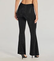 Glitzy Vibes Rhinestone Knit Flare Pants