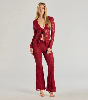 Delicate Flair Floral Lace Flared Pants