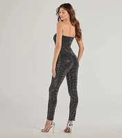 Glam Muse Rhinestone Strapless Jumpsuit