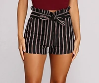 High Waist Striped Paper Bag Pants