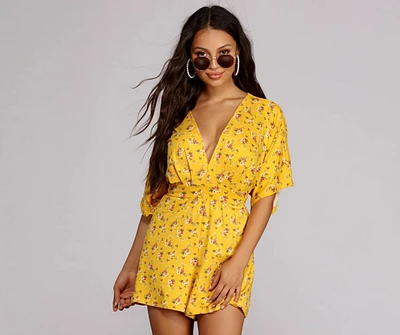 Mini Bouquet Kimono Sleeve Romper