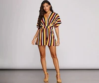 Seeing Stripes Kimono Sleeve Romper