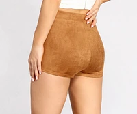 Faux Suede Lace Up Shorts