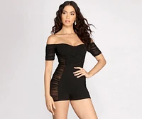 Ruched Rebel Off Shoulder Romper