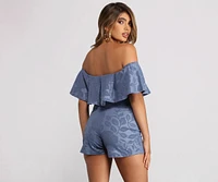 Pop of Floral Off the Shoulder Romper