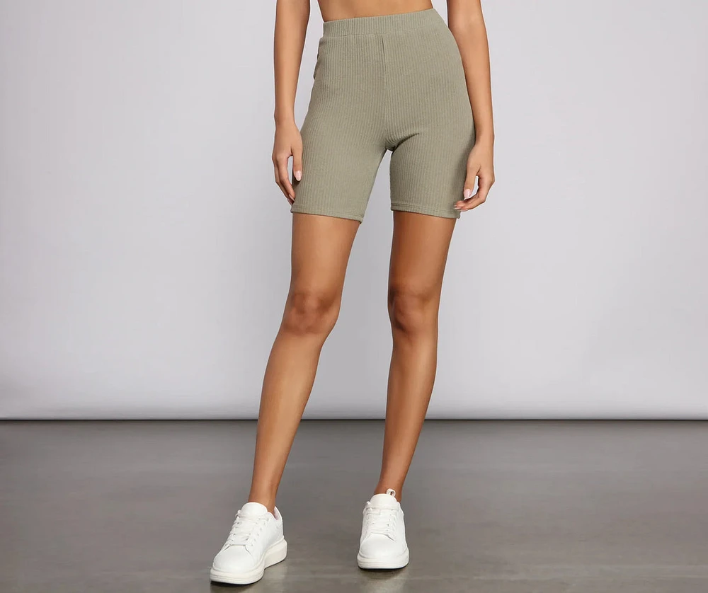 Effortlessly Trendy Ribbed Biker Shorts