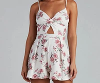 Spring Bloom Crepe Floral Twist Romper