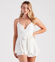 Breezy Summer Days Eyelet Knit Romper