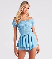 Flirtatious Mood Ruffled Knit Romper