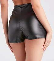 Night-Out Energy Faux Leather Wrap Skort