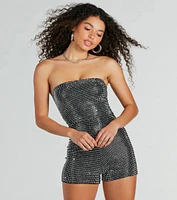 Popstar Diva Strapless Rhinestone Romper