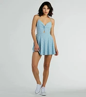 Sweet Life Twist Eyelet Lace Skater Romper