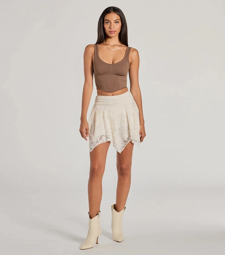 Sweetest Vibe Hanky Hem Lace Mini Skort