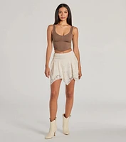 Sweetest Vibe Hanky Hem Lace Mini Skort