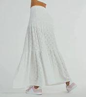 Spring Breeze Ruffled Eyelet Maxi Skirt