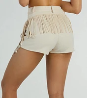 The High Road High-Rise Fringe Faux Suede Shorts