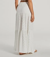 Vibe Of Summer High Rise Eyelet Maxi Skirt