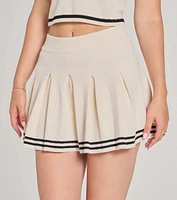 Preppy Please Striped Pleated Knit Skort