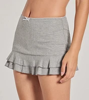 Sweet Existence High-Rise Bow Mini Ruffle Skort