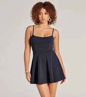 Take Me Dancing Cowl Neck Skater Glitter Romper