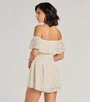 Boho Lace Off-The-Shoulder Drop Waist Romper