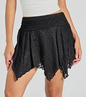 Boho-Chic Lace Hanky Hem Mini Skort