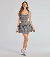 Perfect Plaid Drop Waist A-Line Romper