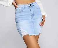 Edgy Fringe Denim Mini Skirt