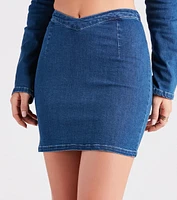 Ready, Set, Slay V-Waist Denim Mini Skirt