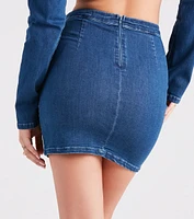 Ready, Set, Slay V-Waist Denim Mini Skirt