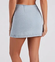 Button Up Babe Denim Pleated Mini Skirt