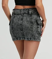 Trendsetting Aesthetic Belted Denim Mini Skirt