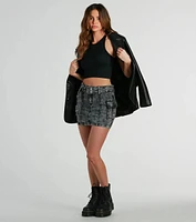 Trendsetting Aesthetic Belted Denim Mini Skirt