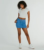 Trendsetting Look Belted Denim Mini Skirt