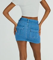 Trendsetting Look Belted Denim Mini Skirt