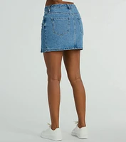 Playfully Perfect High Rise Slit Mini Denim Skirt