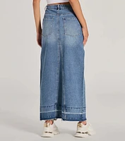 Coolest Vibe High Slit Denim Maxi Skirt