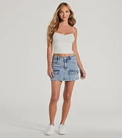 Cargo Darling High-Rise Denim Mini Skirt