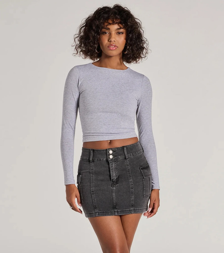 Casual Cool Girl Cargo Denim Mini Skirt