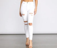 Bella Super High Rise Destructed Skinny Jeans