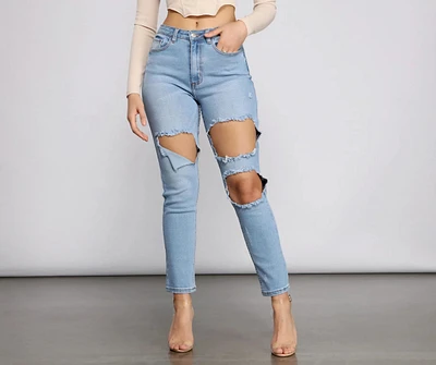 High Waist Trendy Cut Out Skinny Jeans