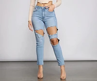 High Waist Trendy Cut Out Skinny Jeans