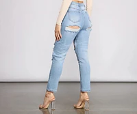 High Waist Trendy Cut Out Skinny Jeans