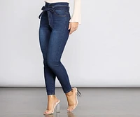 High Rise Paper Bag Skinny Jeans