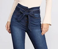 High Rise Paper Bag Skinny Jeans