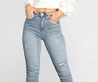 High Rise Destructed Denim Jeans