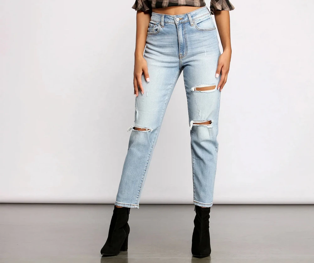 Tobi Super High Rise Cropped Mom Jeans