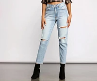 Tobi Super High Rise Cropped Mom Jeans